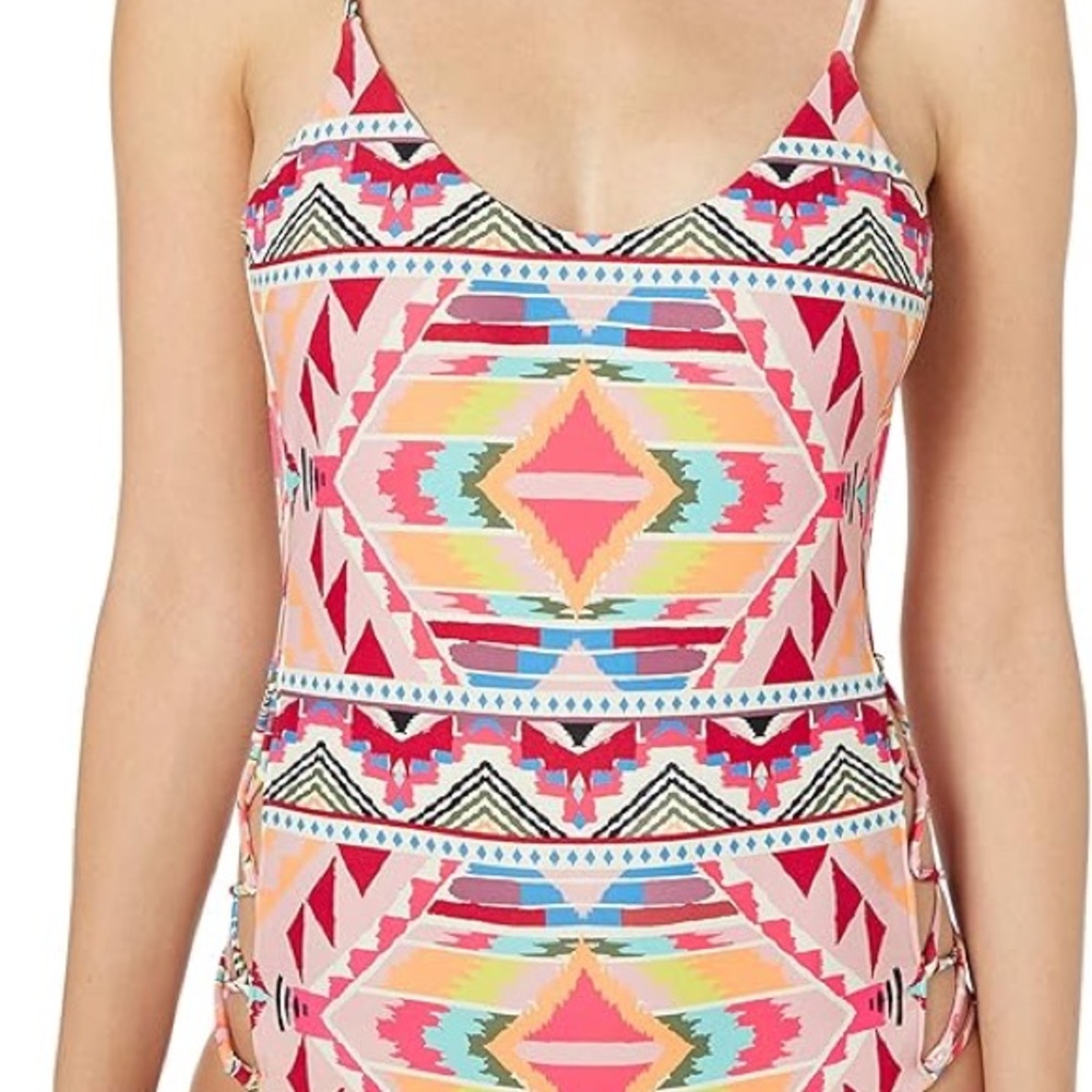 Billabong Aztec one piece swimsuit with side cutouts. Size small.
